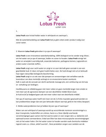 Spa waterbehandeling Lotus Fresh - Venice Wellness