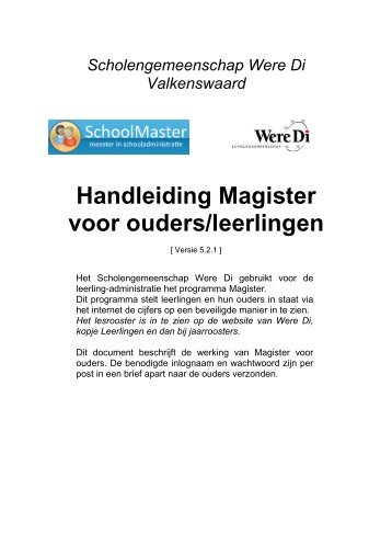 Handleiding Magister voor ouders/leerlingen - Were Di