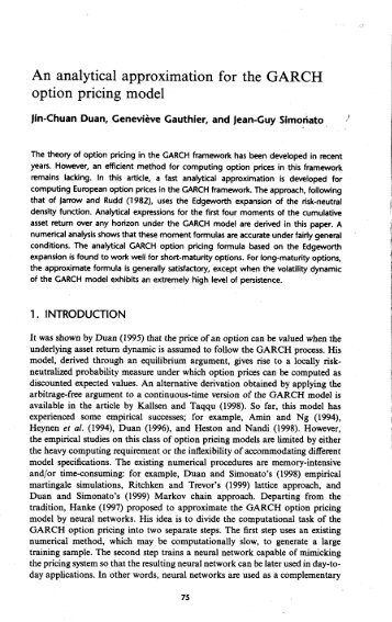 An analytical approximation for the GARCH option pricing model