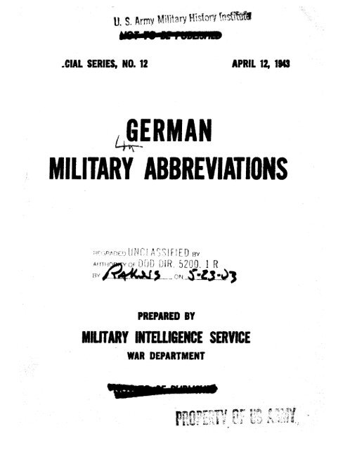 GERMAN MILITARY ABBREVIATIONS