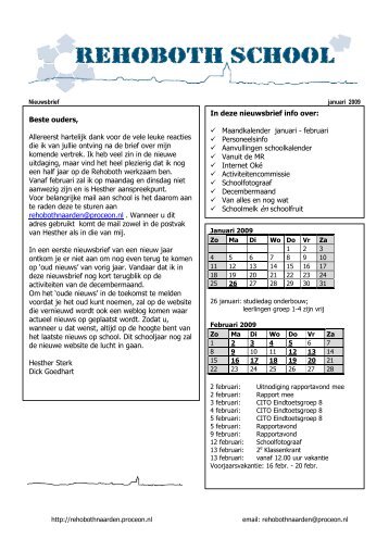 In deze nieuwsbrief info over: Maandkalender januari ... - Aelis