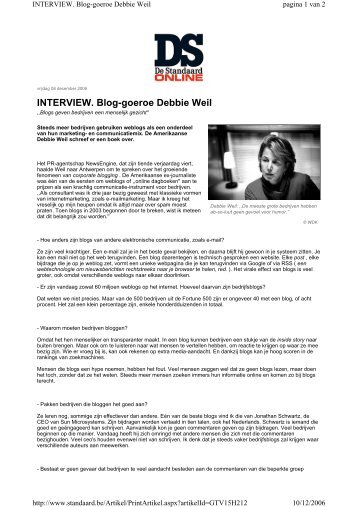 INTERVIEW. Blog-goeroe Debbie Weil - Prosite