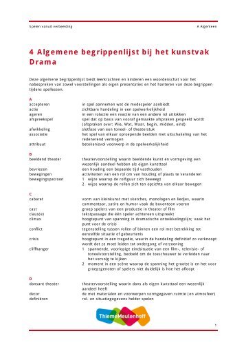 4 Algemene begrippenlijst bij het kunstvak Drama - Spelen vanuit ...