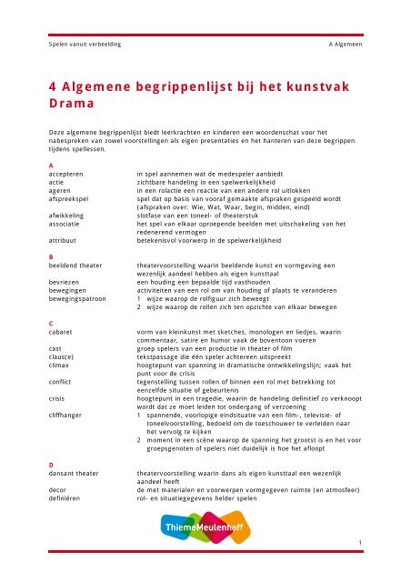 4 Algemene begrippenlijst bij het kunstvak Drama - Spelen vanuit ...