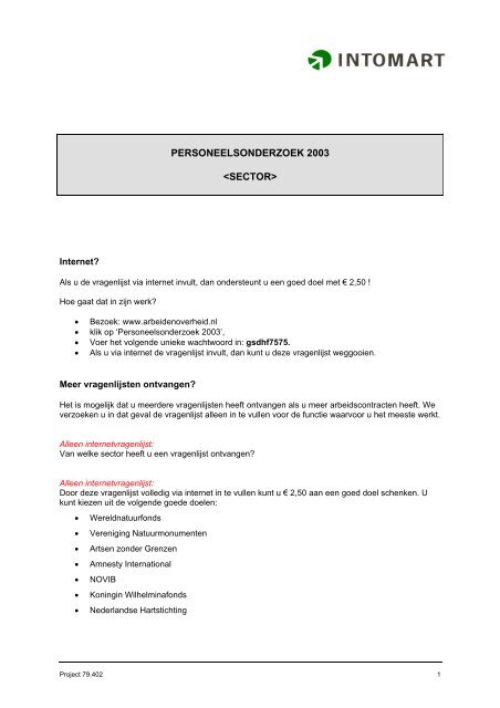 Personeelsonderzoek 2003 vragenlijst