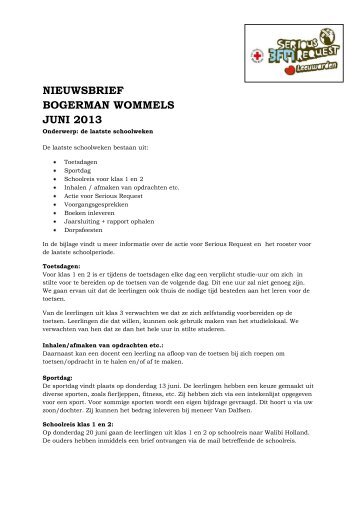 NIEUWSBRIEF BOGERMAN WOMMELS JUNI 2013