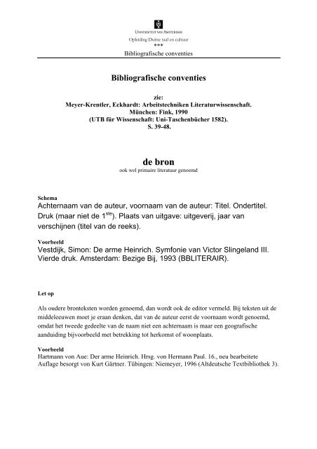 Bibliografische conventies - HumOZ