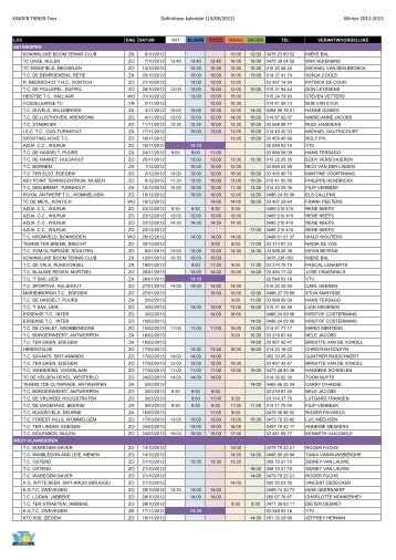 KINDER TIENER Toer Definitieve kalender (13/08/2012) Winter ... - Vtv