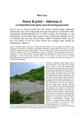 tidernas ö. En kulturhistorisk pärla med ... - Stora Karlsö