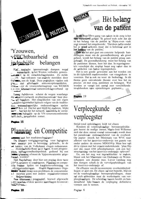 Tijdschrift Gezondheid en Politiek jaargang 1985 nr 4
