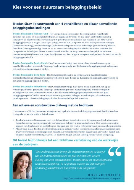 Brochure duurzaam beleggen(Pdf 274.3 KB) - Triodos