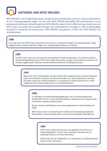 HISTORIEK VAN INTEC BRUSSEL