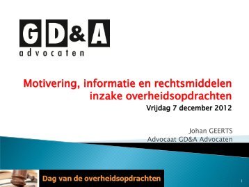 17 dec 2012 - Dag van de Overheidsopdrachten - GD&A-advocaten