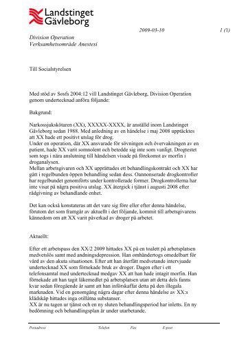 Anmälan till Socialstyrelsen - Landstinget Gävleborg