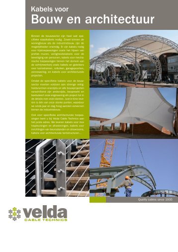 Kabels voor bouw en architectuur - Velda Cable Technics