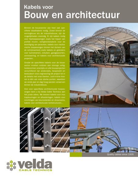 Kabels voor bouw en architectuur - Velda Cable Technics