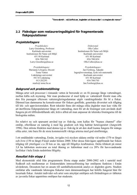 Statusrapport per juni 2004 för programmet och ingående projekt