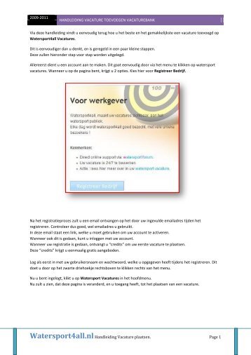 Handleiding vacature toevoegen vacaturebank - Watersport4all