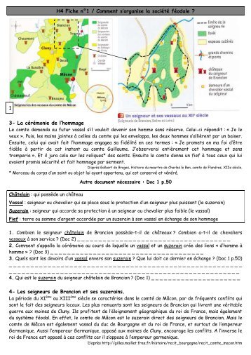 H4 Fiche n°1 / Comment s'organise la société féodale ? 3- La ...