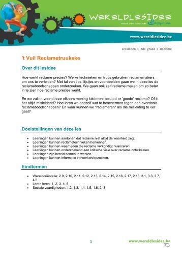 Download de lesvoorbereiding - Wereldlesidee