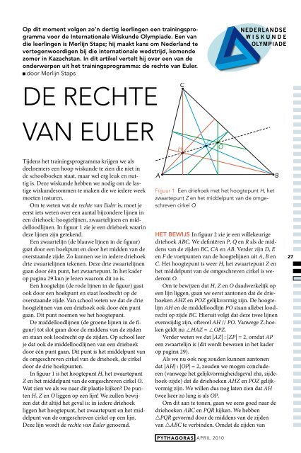 DE REcHTE vAN EULER - Nederlandse Wiskunde Olympiade