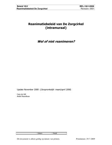 Reanimatiebeleid De Zorgcirkel