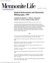 Mennonite Life - Bibliography 1991 - Mennonite Life - Bethel College
