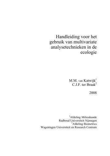 Handleiding voor het gebruik van multivariate analysetechnieken in ...