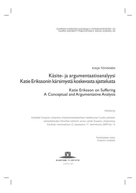 Käsite- ja argumentaatioanalyysi Katie Erikssonin kärsimystä ...