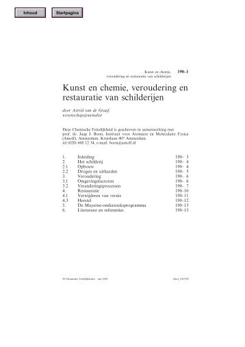 Kunst en chemie, veroudering en restauratie van schilderijen