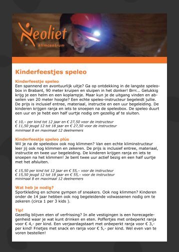 Kinderfeestjes speleo - Neoliet