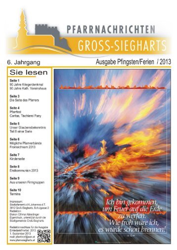 zum Pfarrbrief Ausgabe Pfingsten/Ferien 2013 - Pfarre Groß Siegharts