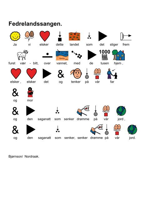 En sangbok med PCS-symboler.