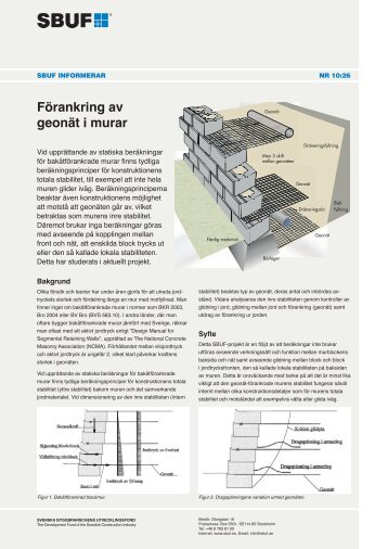 Förankring av geonät i murar - SBUF