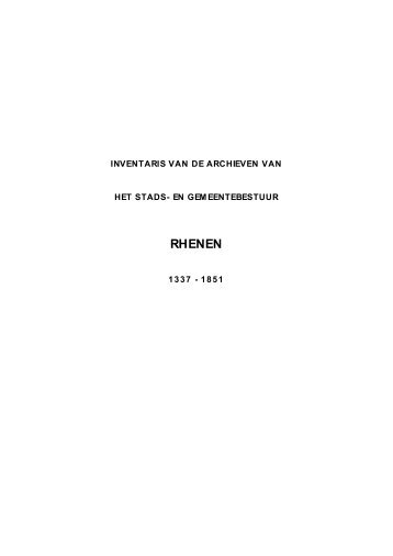 Inventaris gemeentearchief Rhenen 1337 - 1851