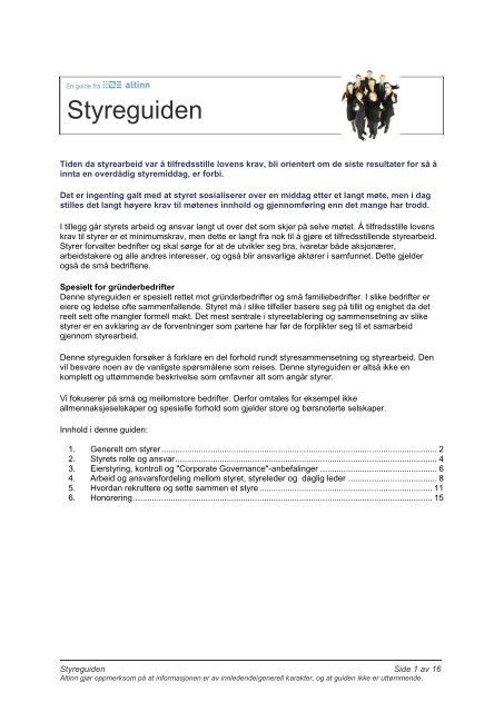 Styreguiden (pdf) - Altinn