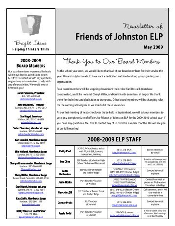 Newsletter of Friends of Johnston EL PP - Johnston Community ...