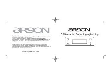 DAB Adapter Betjeningvejledning - Argon Audio