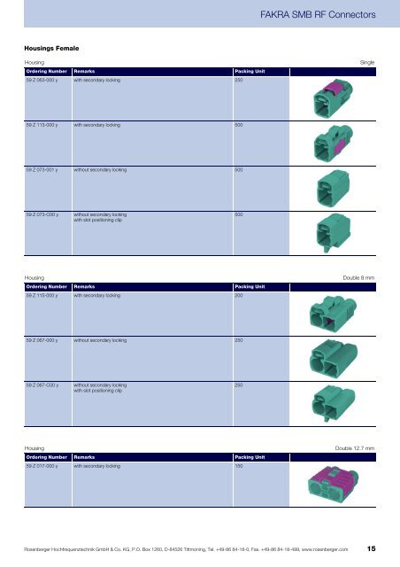 FAKRA SMB RF Connectors Cable Connectors, PCB ... - Walcom