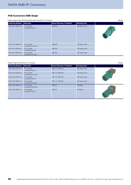 FAKRA SMB RF Connectors Cable Connectors, PCB ... - Walcom