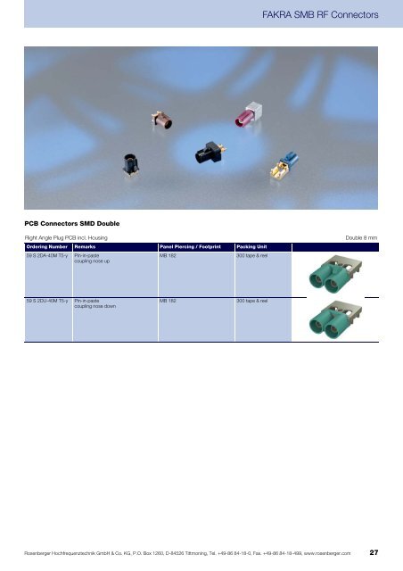 FAKRA SMB RF Connectors Cable Connectors, PCB ... - Walcom