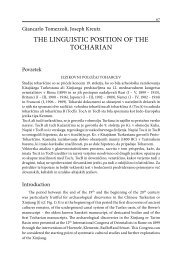 ThE LINGUISTIC POSITION OF ThE TOChARIAN - Korenine