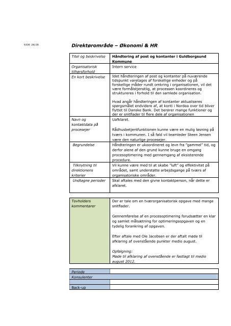 Samlet oversigt over procesoptimeringsopgaver - Guldborgsund ...