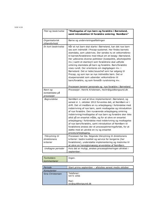 Samlet oversigt over procesoptimeringsopgaver - Guldborgsund ...