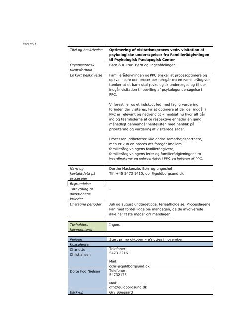 Samlet oversigt over procesoptimeringsopgaver - Guldborgsund ...