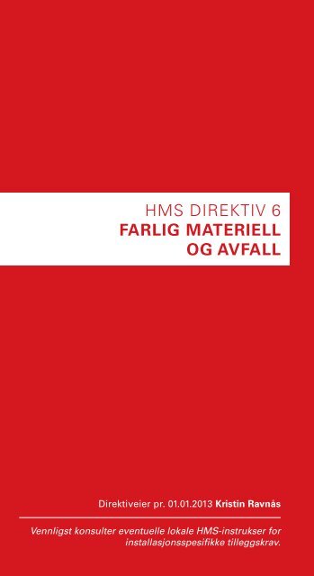 HMS DIREKTIV 6 FARLIG MATERIELL OG AVFALL - BP