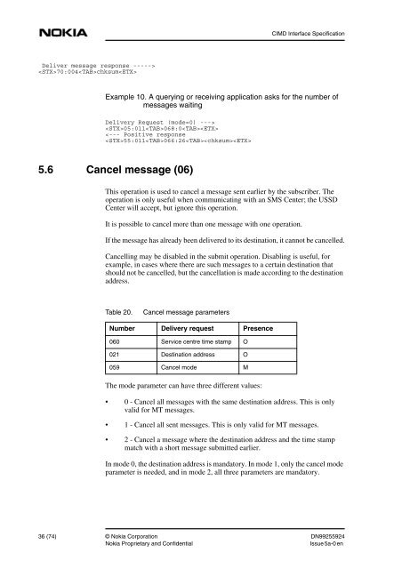 CIMD Interface Specification - Elisa