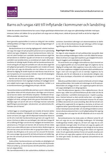 Barns och ungas rätt till inflytande i kommuner och landsting