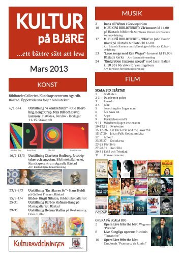 Kultur på Bjäre för mars 2013