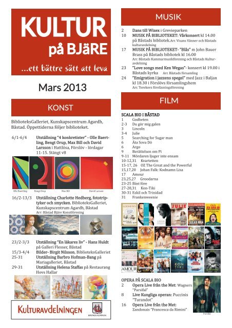 Kultur på Bjäre för mars 2013